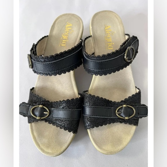 Alegria by PG Lite Bob -101 Black Platform Slide Sandals New ‎ Size 40 U.S. 9.5 - Picture 1 of 7
